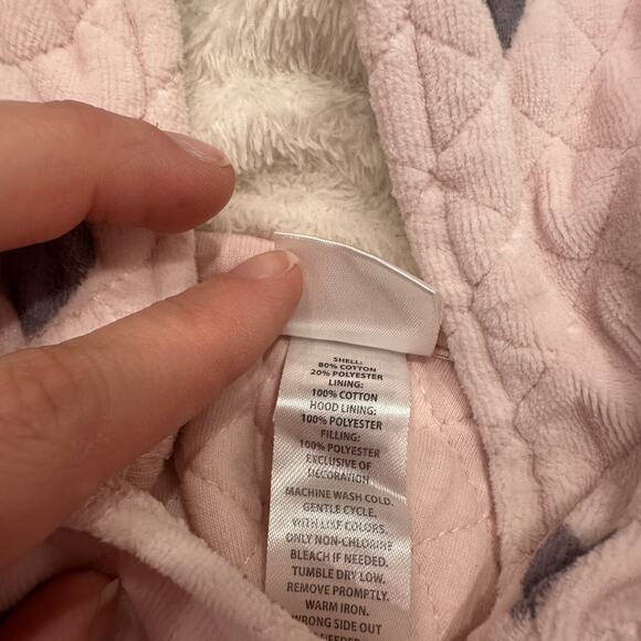 Nordstrom Pink Heart Quilted Bear Ears Bunting - Picture 10 of 11